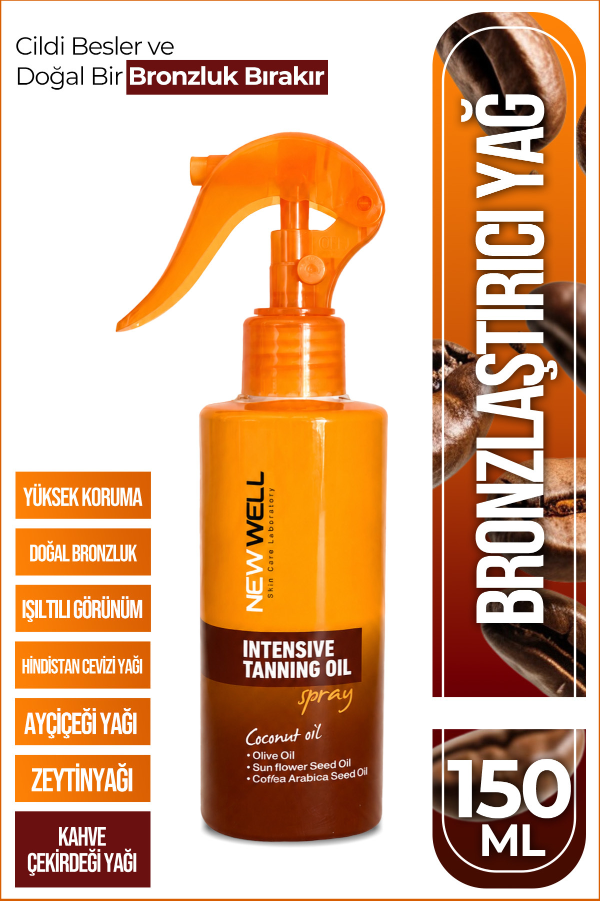 New Well Yoğun Bronzlaştırma Spreyi Kahve Çekirdeği Yağı 150 ML — TYC2Z66EXN171619943412539
