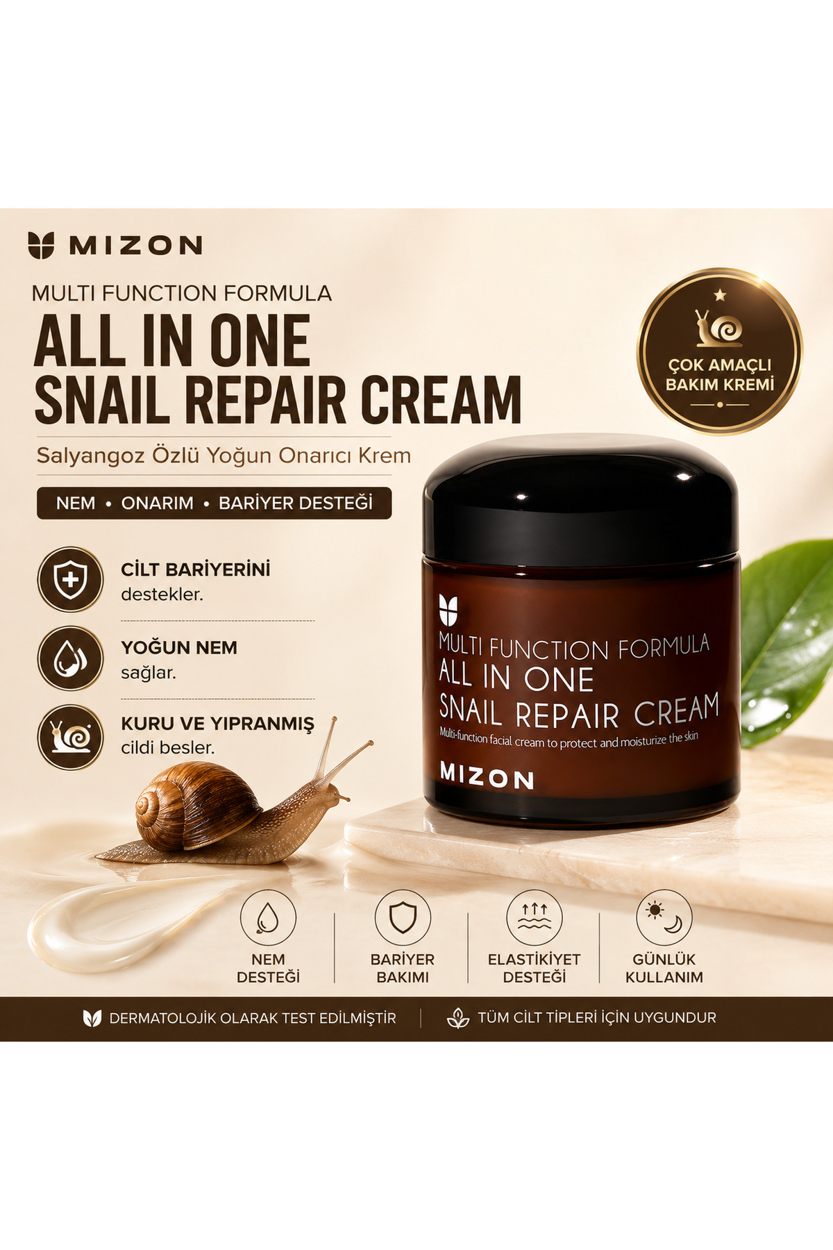 Mizon All in One Snail Repair Cream 120ml - Salyangoz Özlü