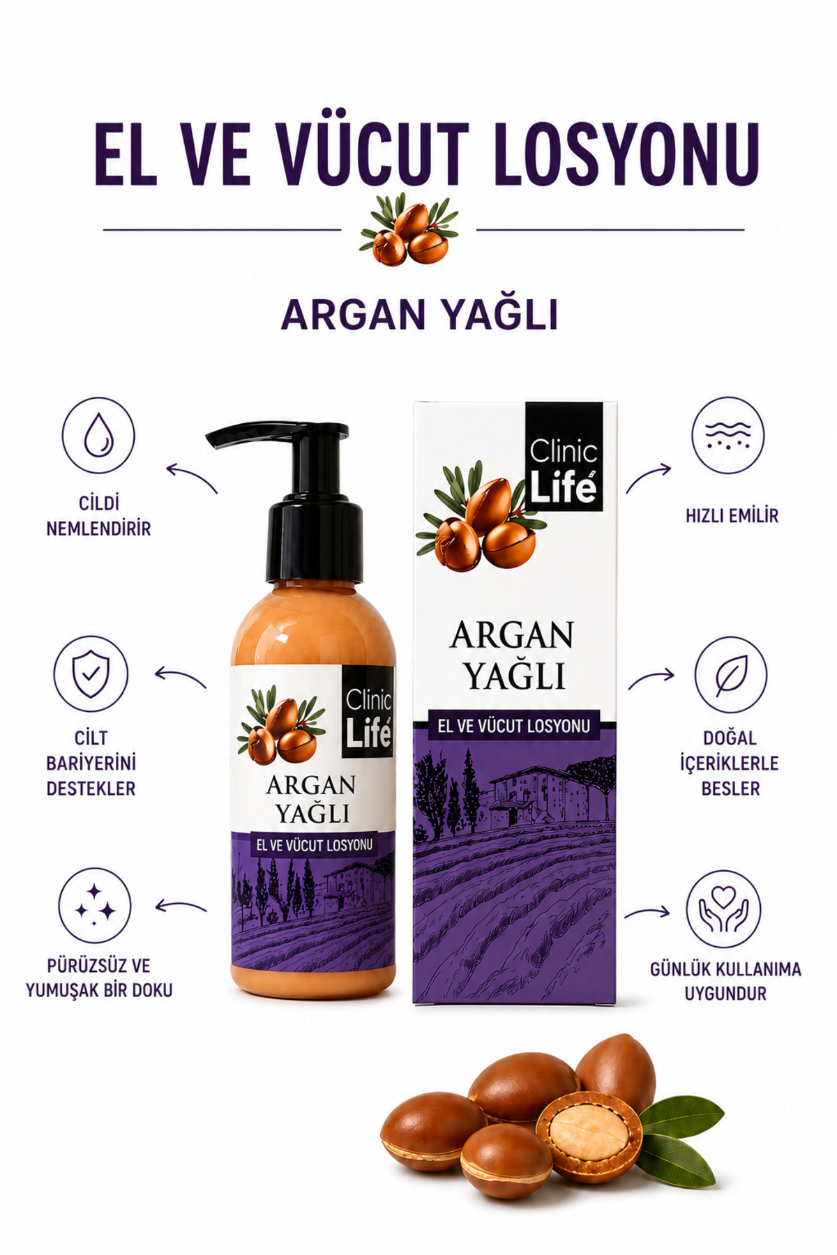 Argan Yağı Özlü El ve Yüz Nemlendirici Krem 150 ml — clarg001 — تصویر 2 از 2