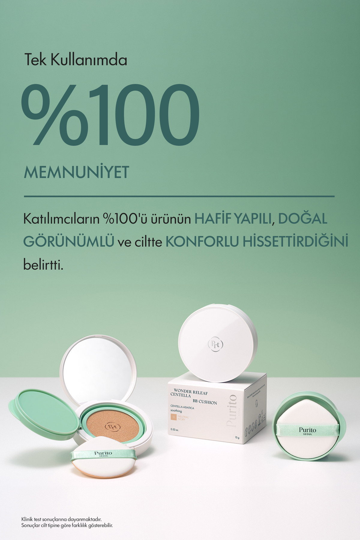 کوسن بی بی واندر ریلیف سنتلا شماره ۱۳ رنگ عاجی خنثی SPF30 PA+++ | کوسن بی بی مرطوب کننده و نیمه مات با ماندگاری بالا حاوی اسید هیالورونیک سنتلا و سرامیدها ۱۵ گرم — بژ Purito-19 — تصویر 5 از 8