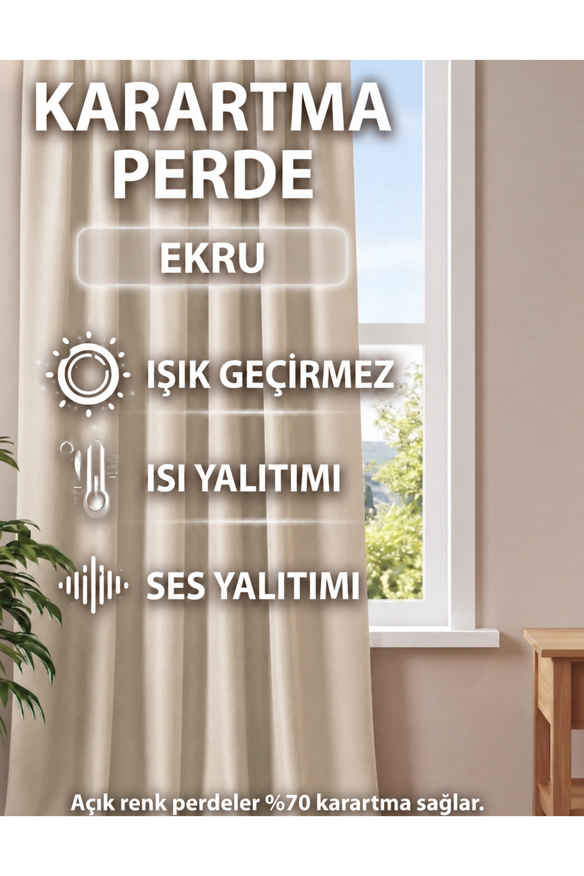 ECRU Blackout Lightproof Dimming Background Curtain Pleatless Single Wing Dimming Sun Shade Suitable for Every Room