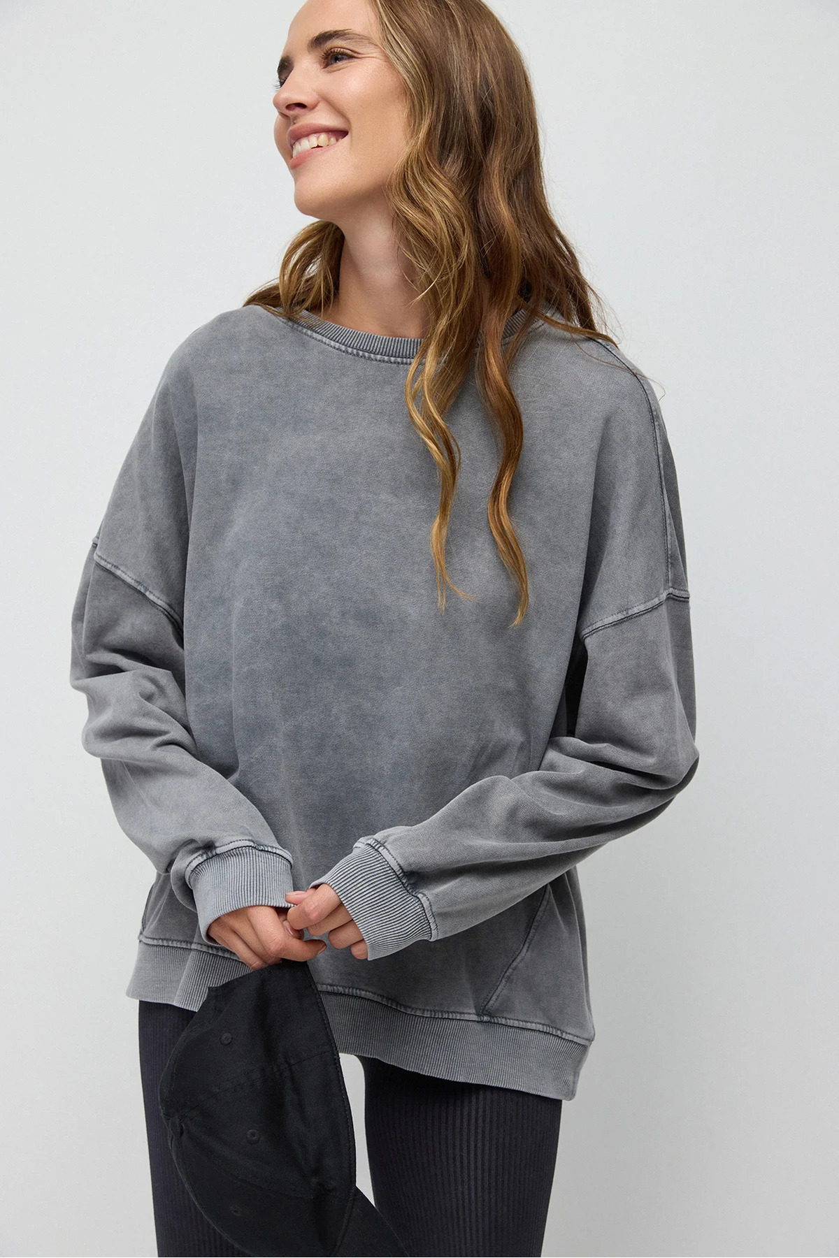 No Matter What Soluk Efektli Oversize Sweatshirt görsel 2
