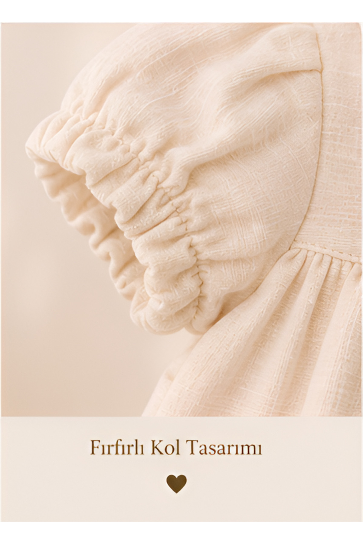 Kız Bebek Çiçek Nakışlı Müslin Elbise - Krem