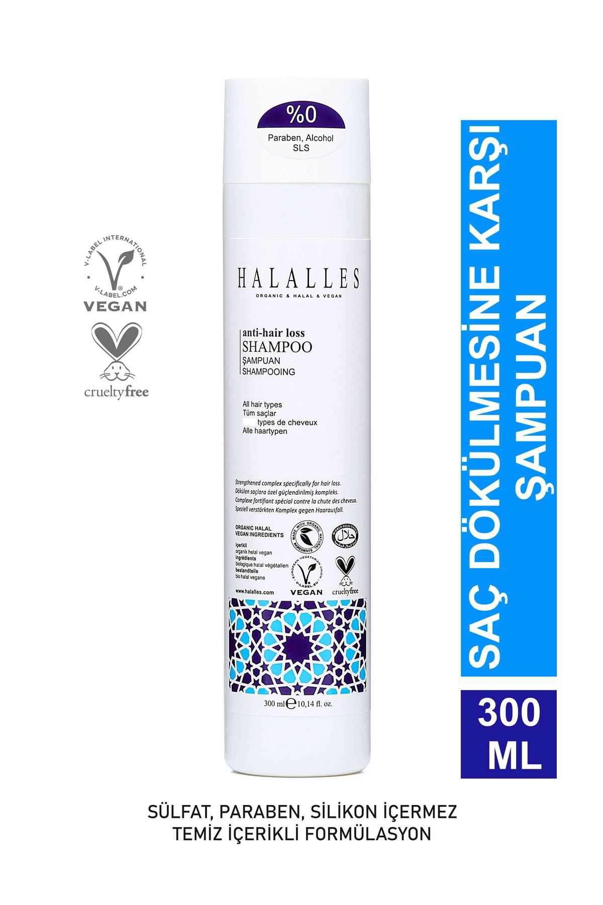 Halalles Saç Dökülmesine Karşı Vitamin Biotin ve Amino Asit İçeren Şampuan Sülfatsız Vegan 300 ml — BCA1531