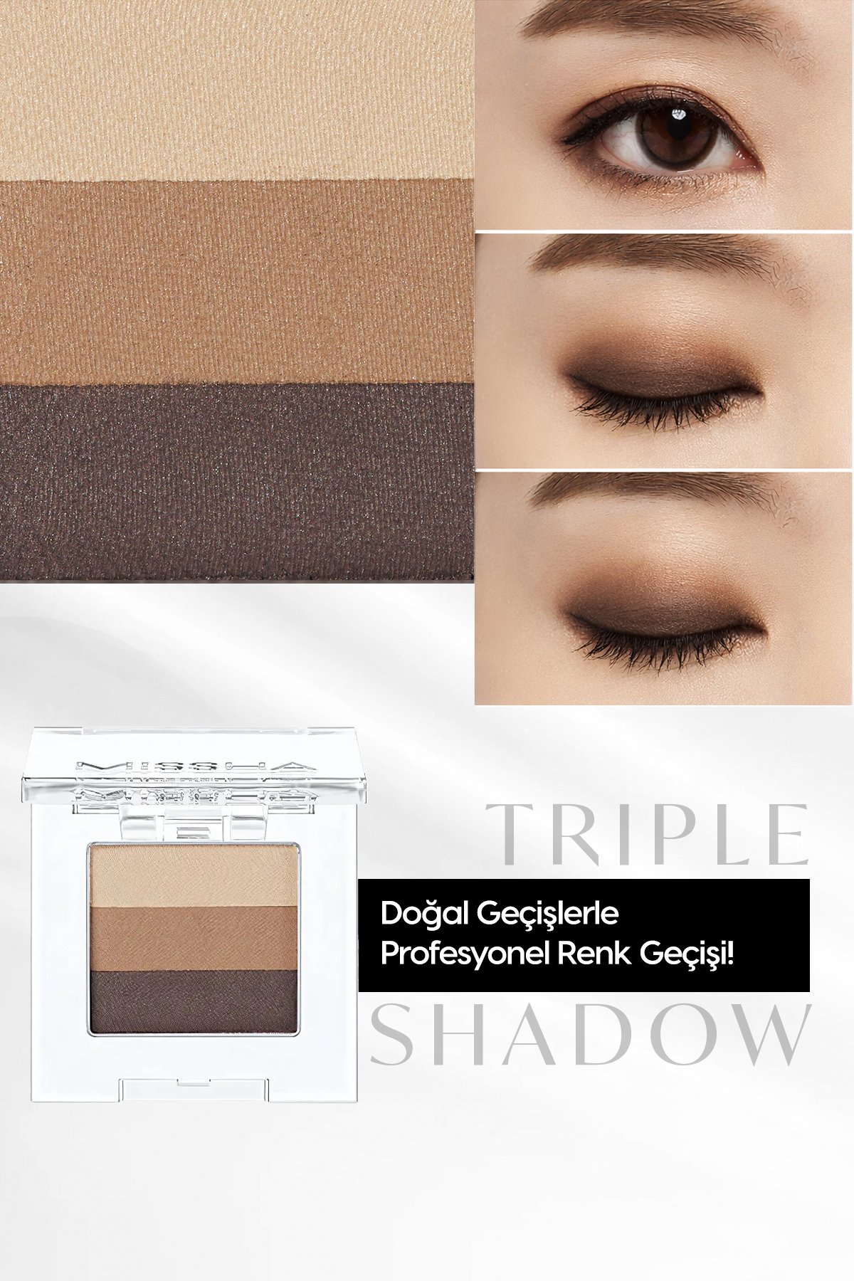 Yumuşak Dokulu, Dökülme Yapmayan 3 Renkli Göz Farı Triple Shadow (07 Sand Wave) — قهوه‌ای 111597 — تصویر 3 از 9