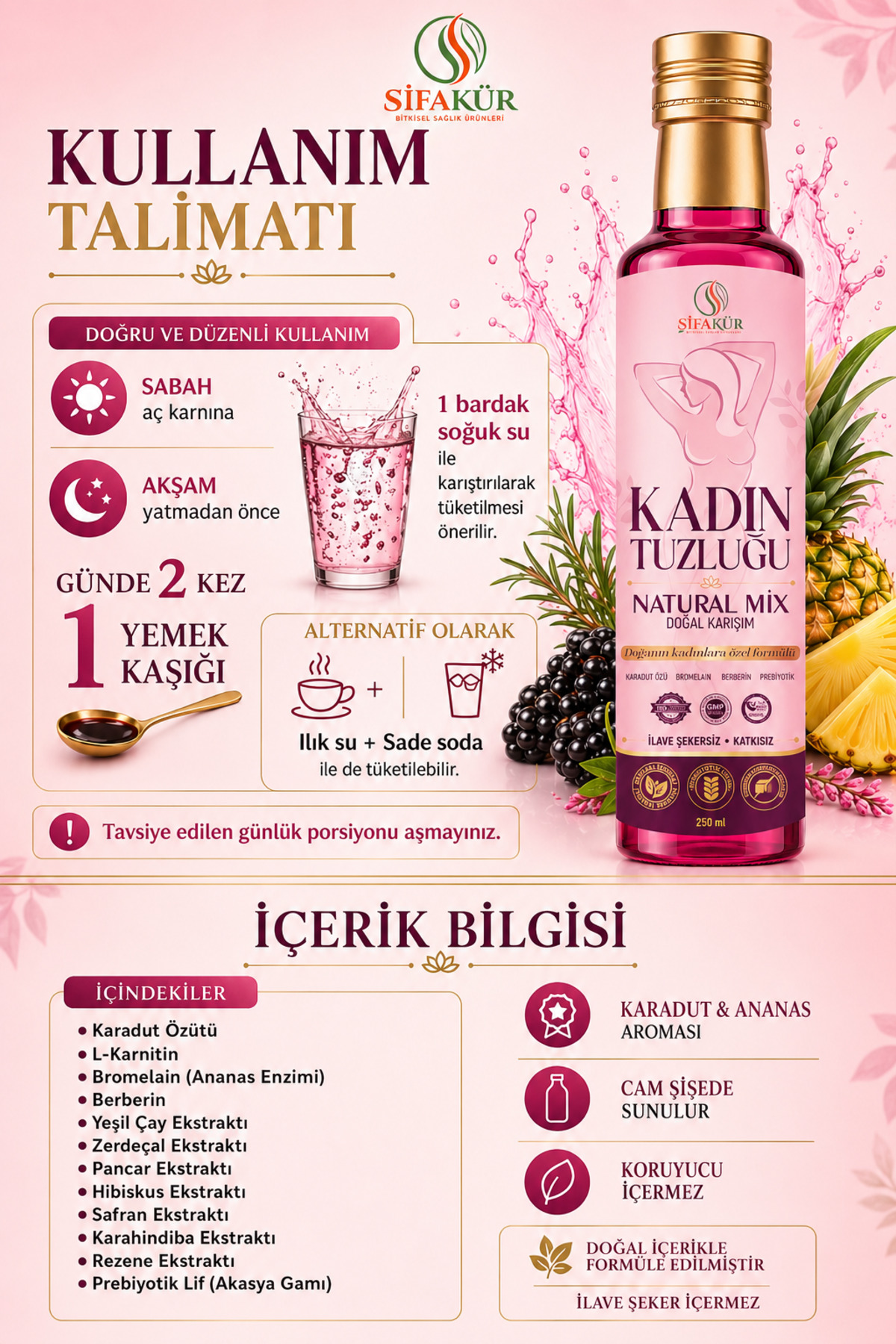 ŞİFAKÜR BİTKİSEL SAĞLIK ÜRÜNLERİ Kadın Tuzluğu Natural Mix