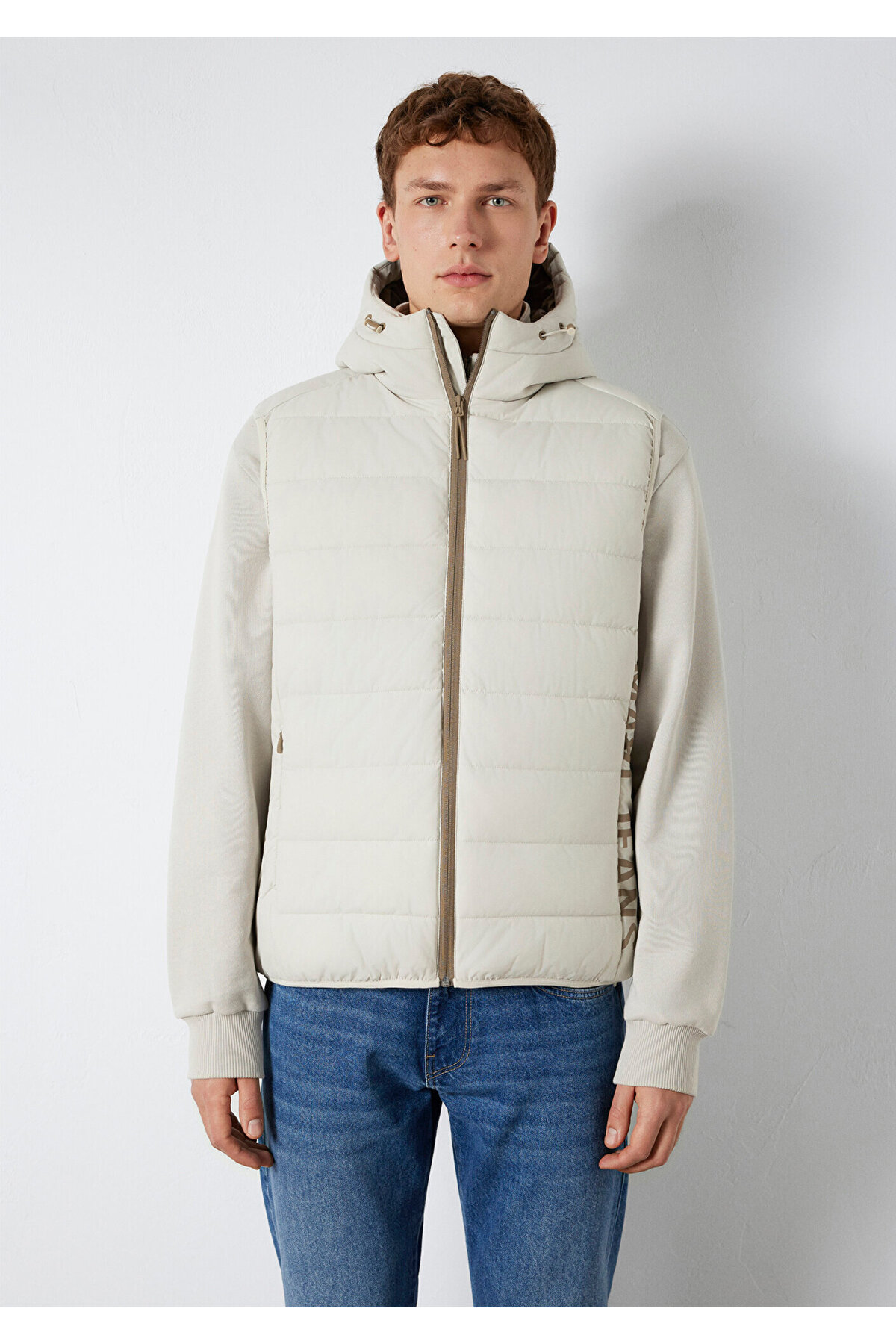 Mavi Kapüşonlu Yelek Ay Taşı Beji Erkek Non Denim Yelek M0110554-70144 görsel 4