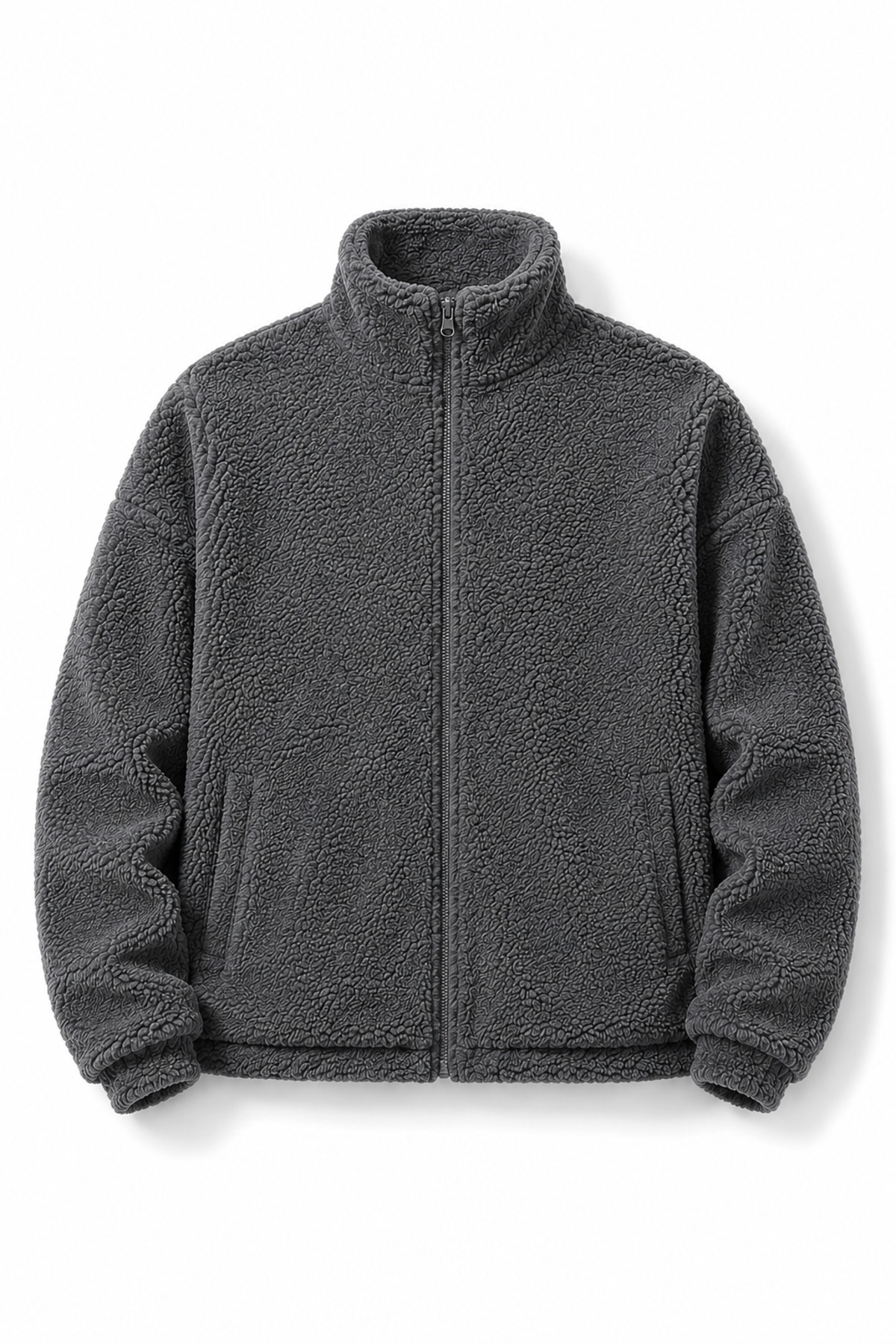 Ghassy Co. Erkek Alaska Regular Peluş Sherpa Kışlık  Tam Fermuarlı Polar Sweatshirt — خاکستری 869866247
