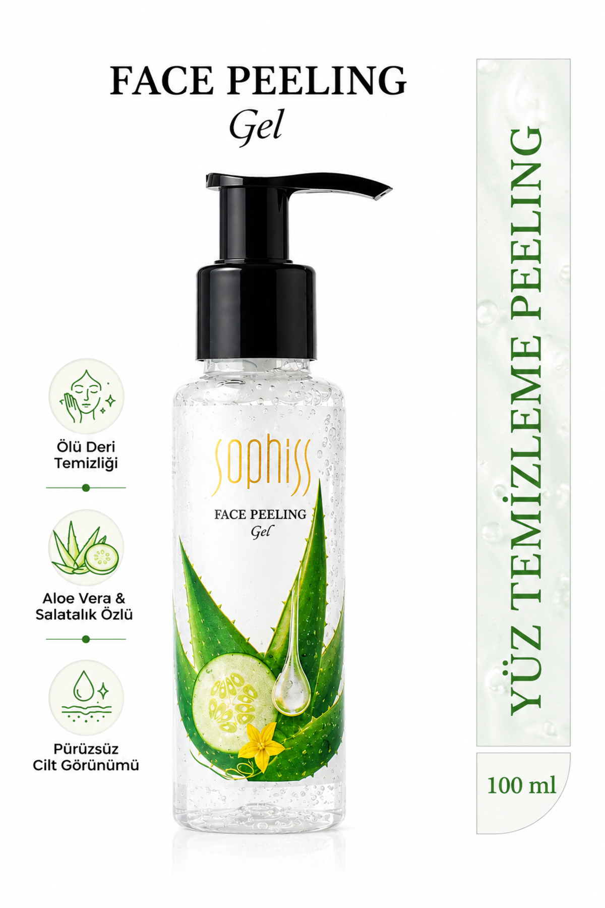 Aloe Vera ve Salatalık Özlü Yüz Peeling Jeli Gözenek Arındırıcı Cilt Yenileyici 100 ml — 8683684306471