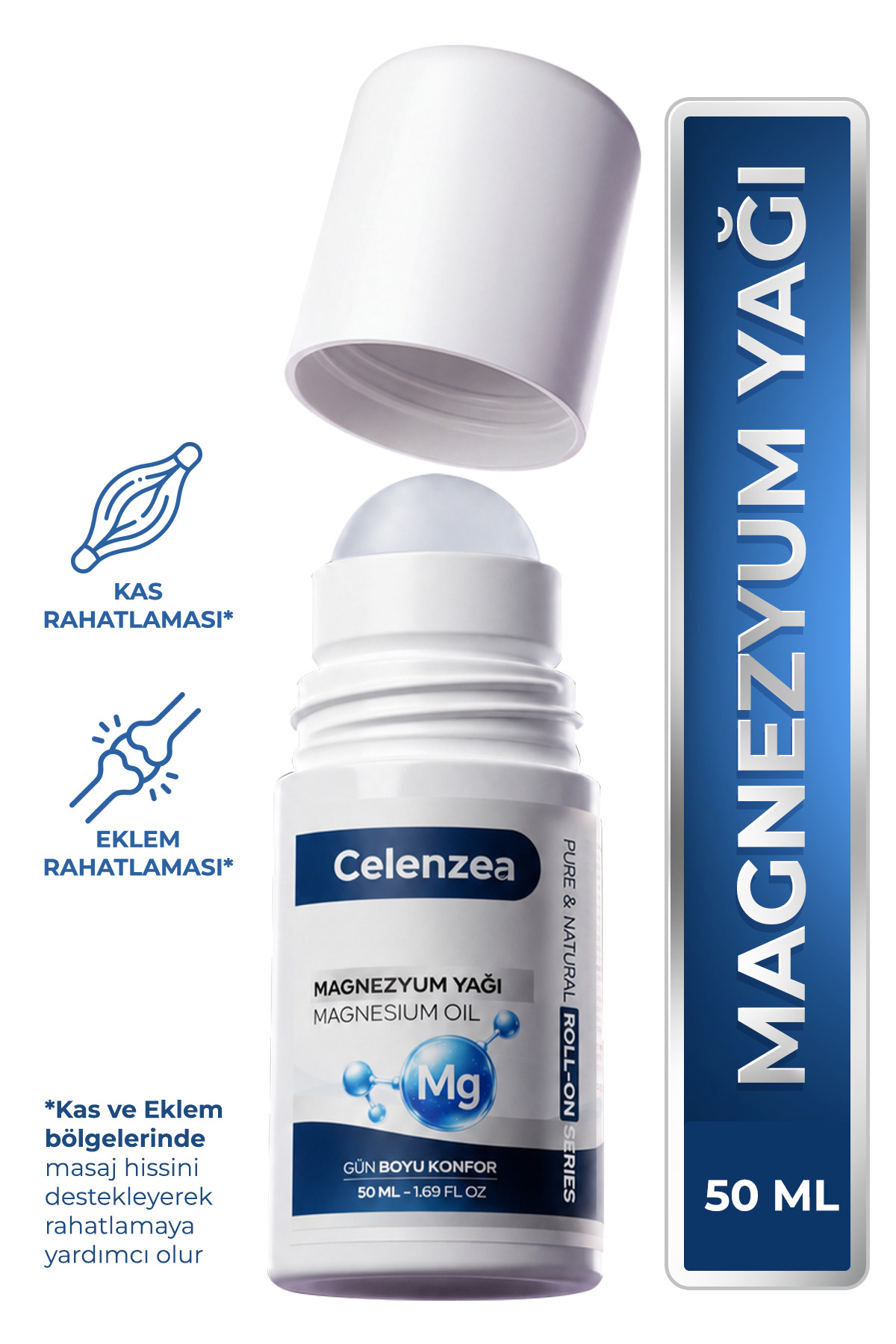 Celenzea Magnezyum Yağı Kas ve Eklem Bakımı İçin Etkili Roll-On Doğal Magnezy...