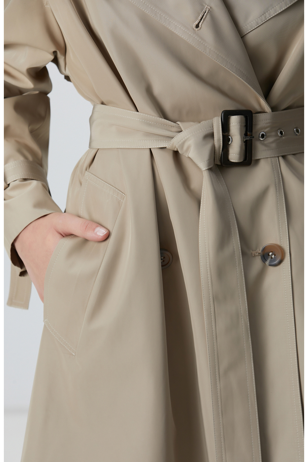 Network Bej Trench Coat görsel 5