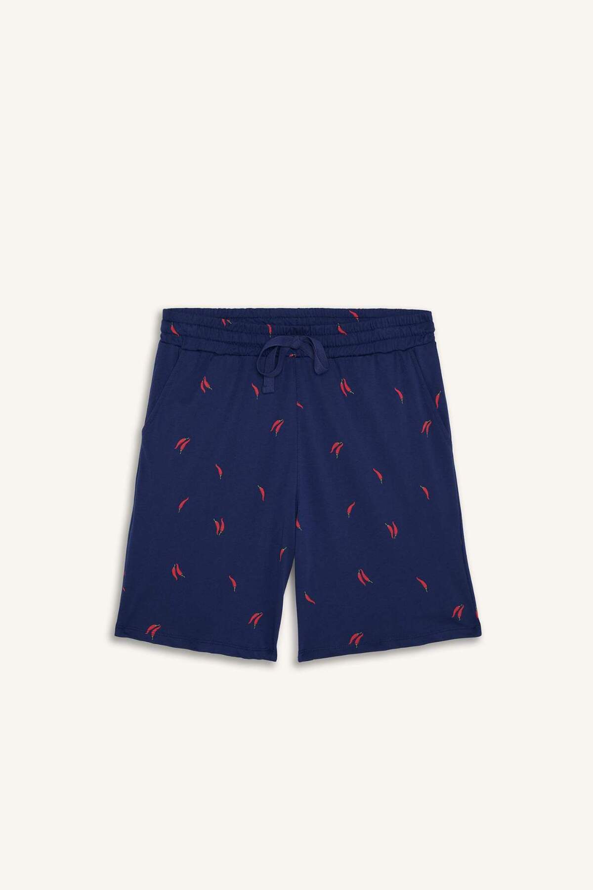DeFacto %100 Pamuk New Regular Fıt Kısa Kollu 2'li İndigo Şortlu Pijama Takımı I0686AX26HS görsel 8