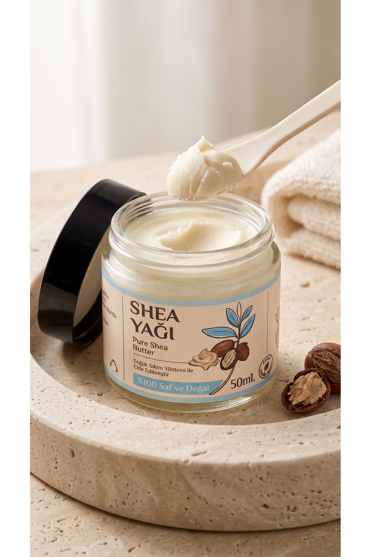 50 ml Shea Butter Yağı / %100 Saf / Yoğun Nemlendirici / Çatlak ve Cilt Bakım Yağ / Soğuk Sıkım — 50-ml-shea-butter — تصویر 4 از 8