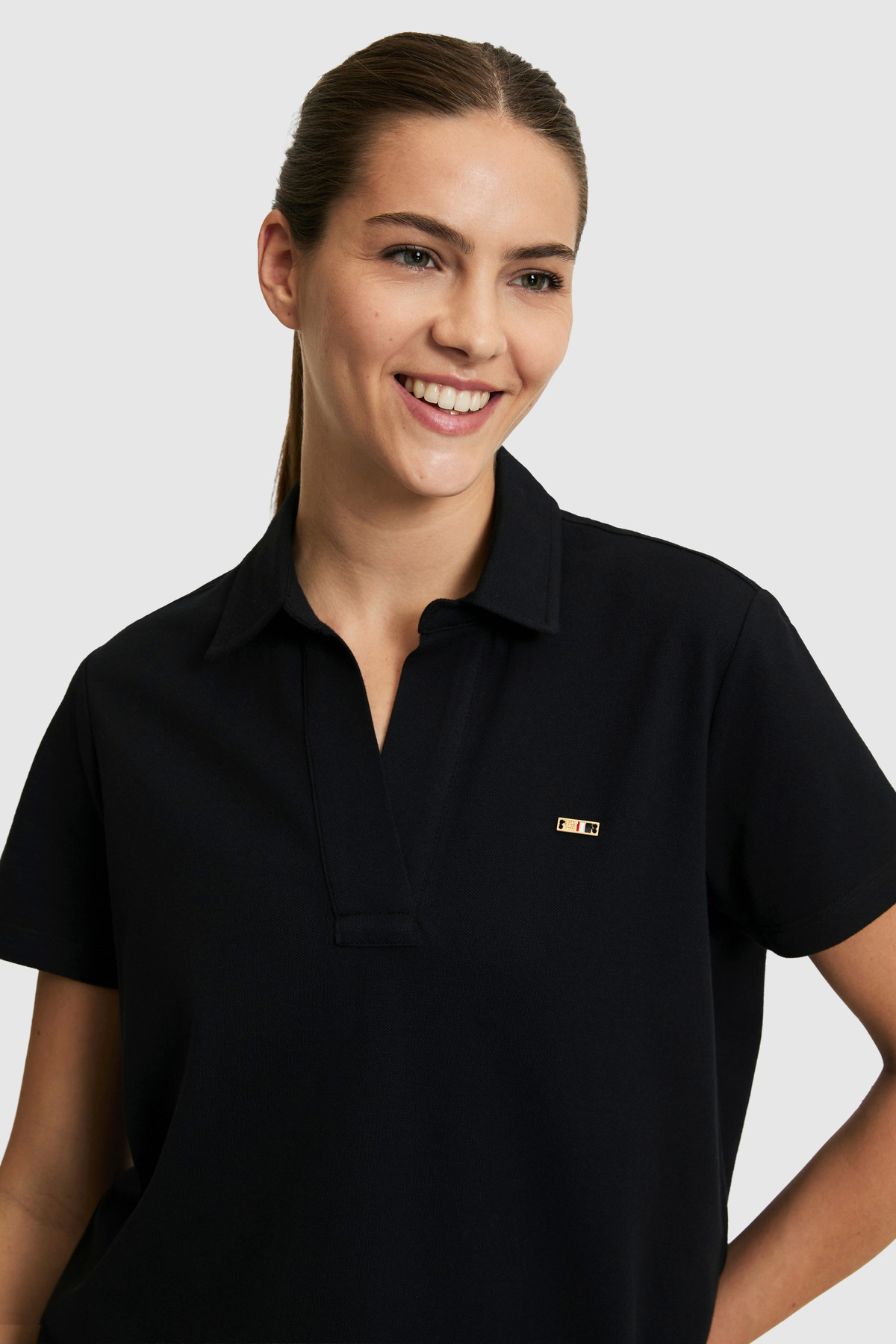 U.S. Polo Assn. Kadın Siyah Basic Tişört 50323447-VR046 görsel 2