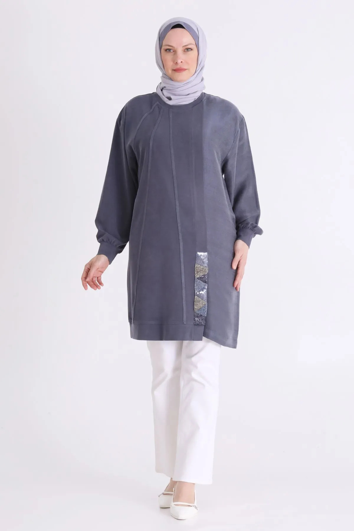 Büyük Beden Tesettür Tunik 20144 Lacivert - LACİVERT / 5XL
