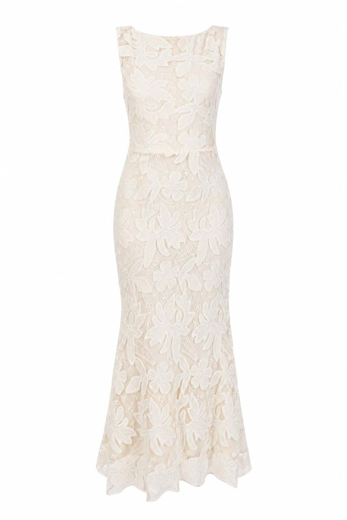 HAZELANNA Floral Lace Ecru Dress