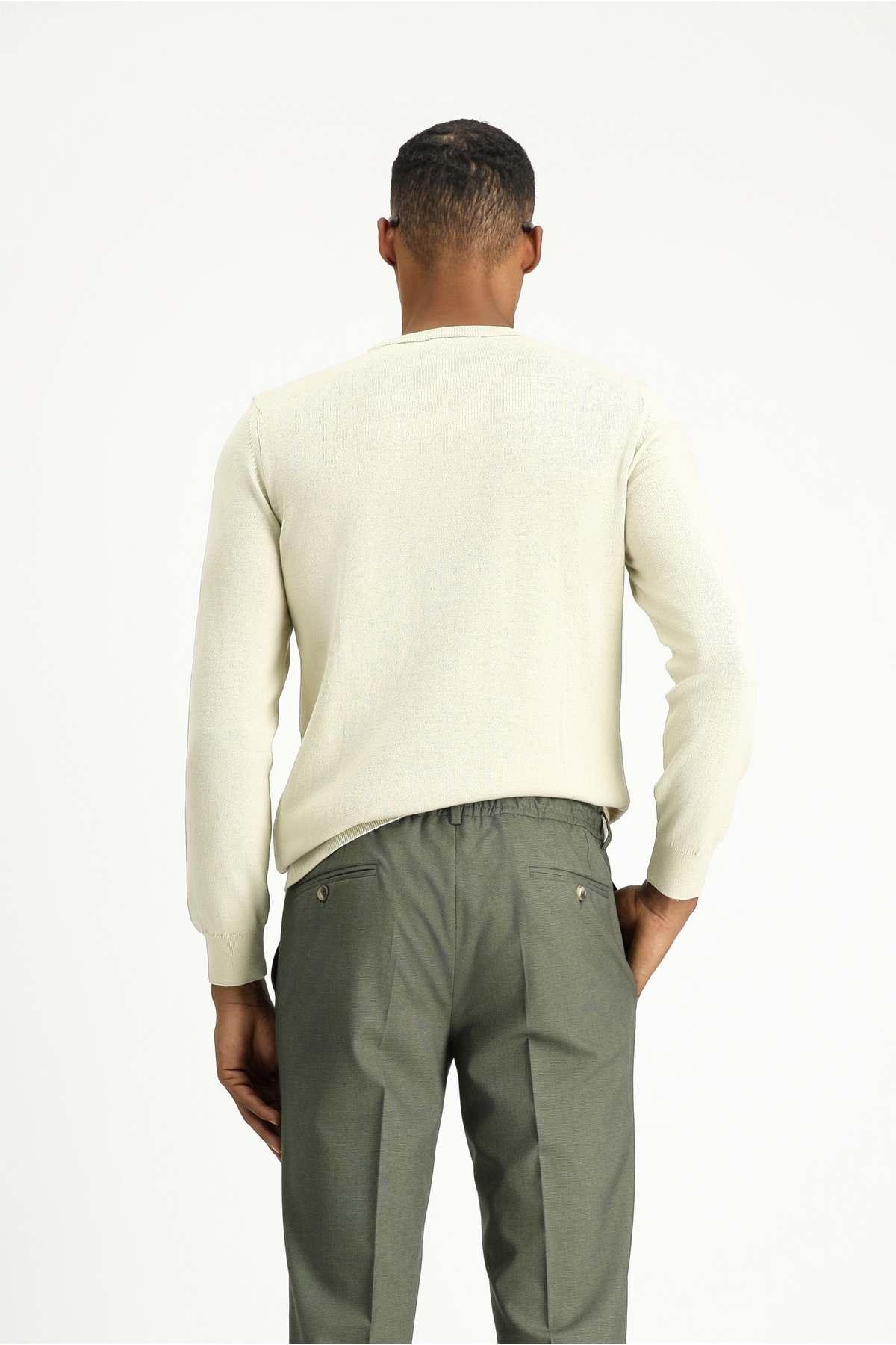 Kiğılı Bisiklet Yaka Slim Fit Desenli Pamuklu Triko Kazak görsel 6