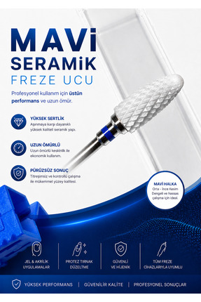 Nail Room Freze Ucu Seramik Mavi DR-14 – Profesyonel Tırnak Törpüleme ve Şeki...