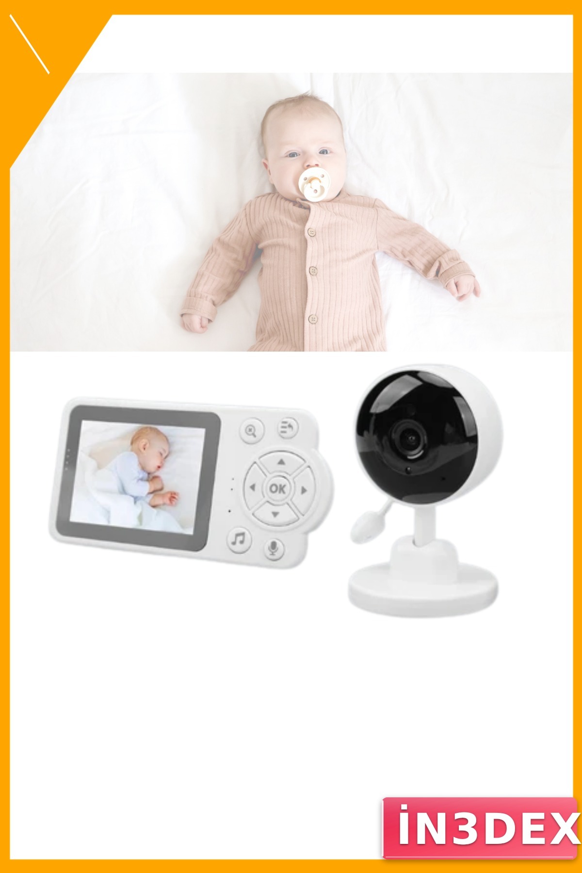Gece Görüşlü Bebek Monitörü İki Yönlü Ses ve Sıcaklık Sensörü