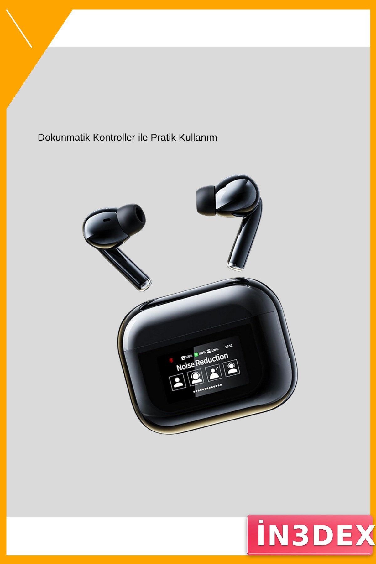 Kablosuz Bluetooth Kulaklık ANC Dijital Ekran Dokunmatik Uzun Pil