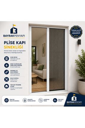 BAYRAKPENYAPI Plise Pileli Sürgülü Kapı Sinekliği ( Demir Kapı,pimapen Kapı)0...