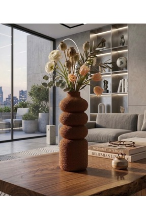 Sufle home dekor DEKORATİF KAHVERENGİ VAZO