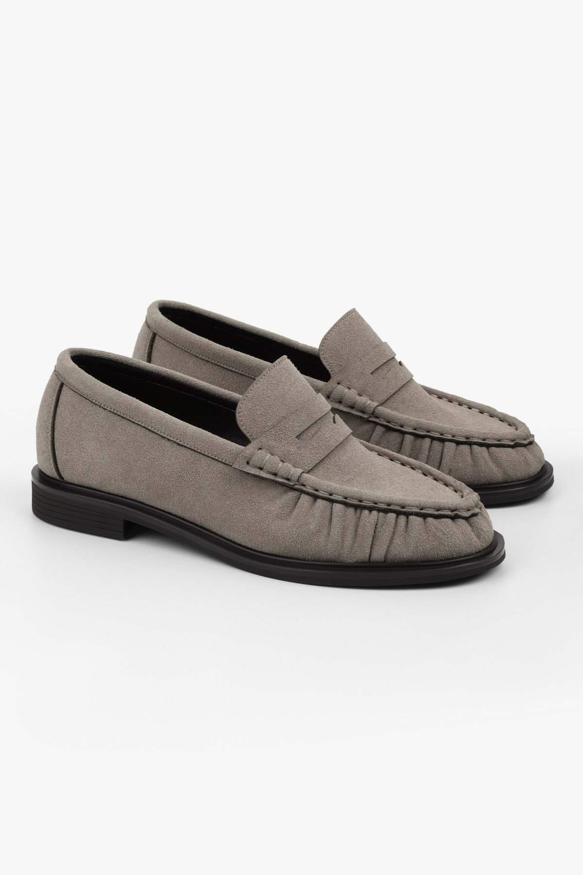 Shoeberry Kadın Rovel Vizon Süet Büzgülü Yumuşak Makosen görsel 4