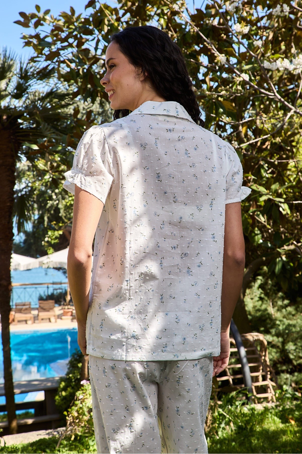 LOVELY THINGS SPRING Vual Kısa Kol Gömlek Pijama Üstü - Beyaz görsel 3