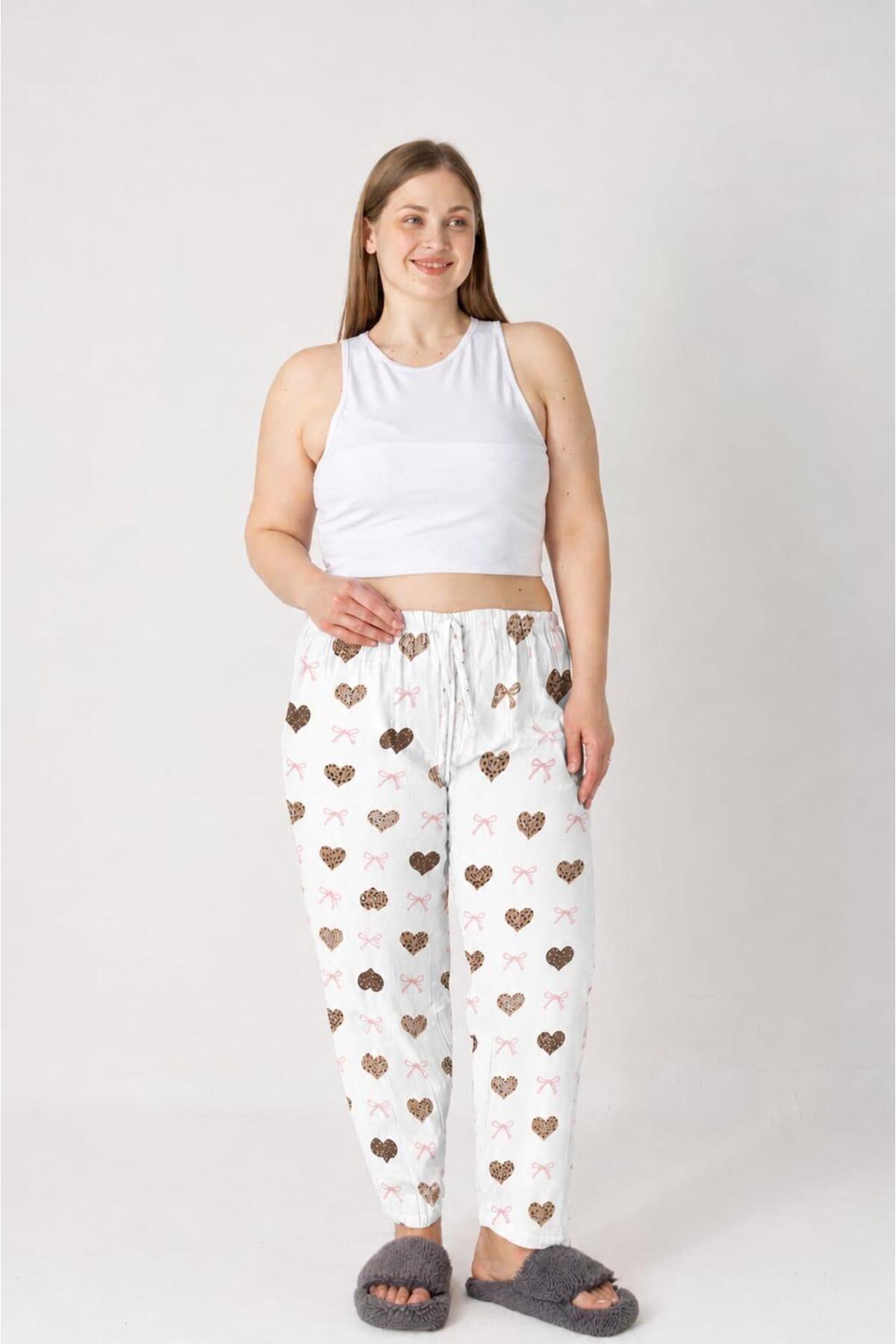 LOTTEBELLA 3Lü Paket Büyük Beden Pamuklu İnce Nefes Alabilen Kumaş Desenli Pijama Altı görsel 2