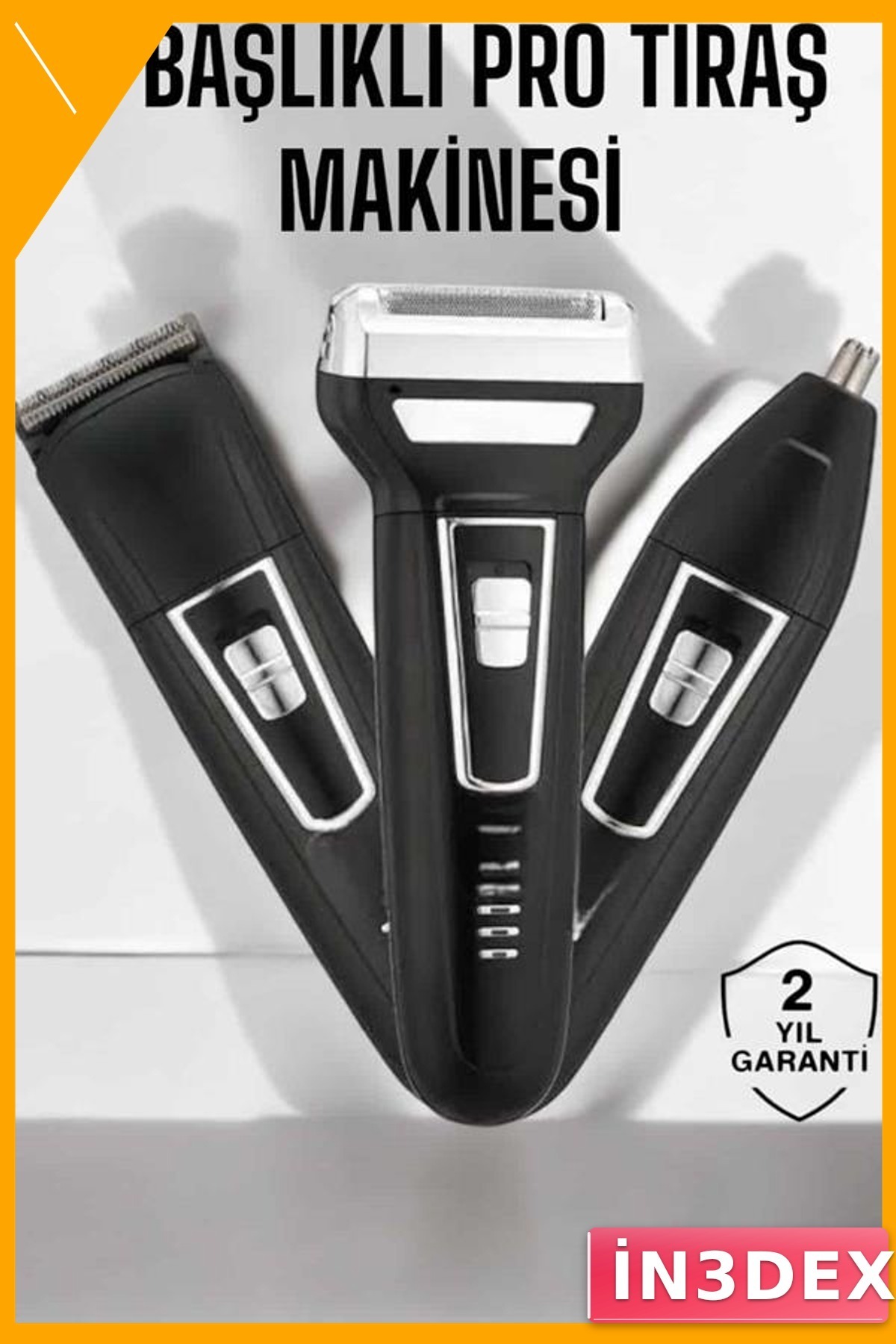 3 Başlıklı Profesyonel Tıraş Makinesi Seti Erkek Bakım