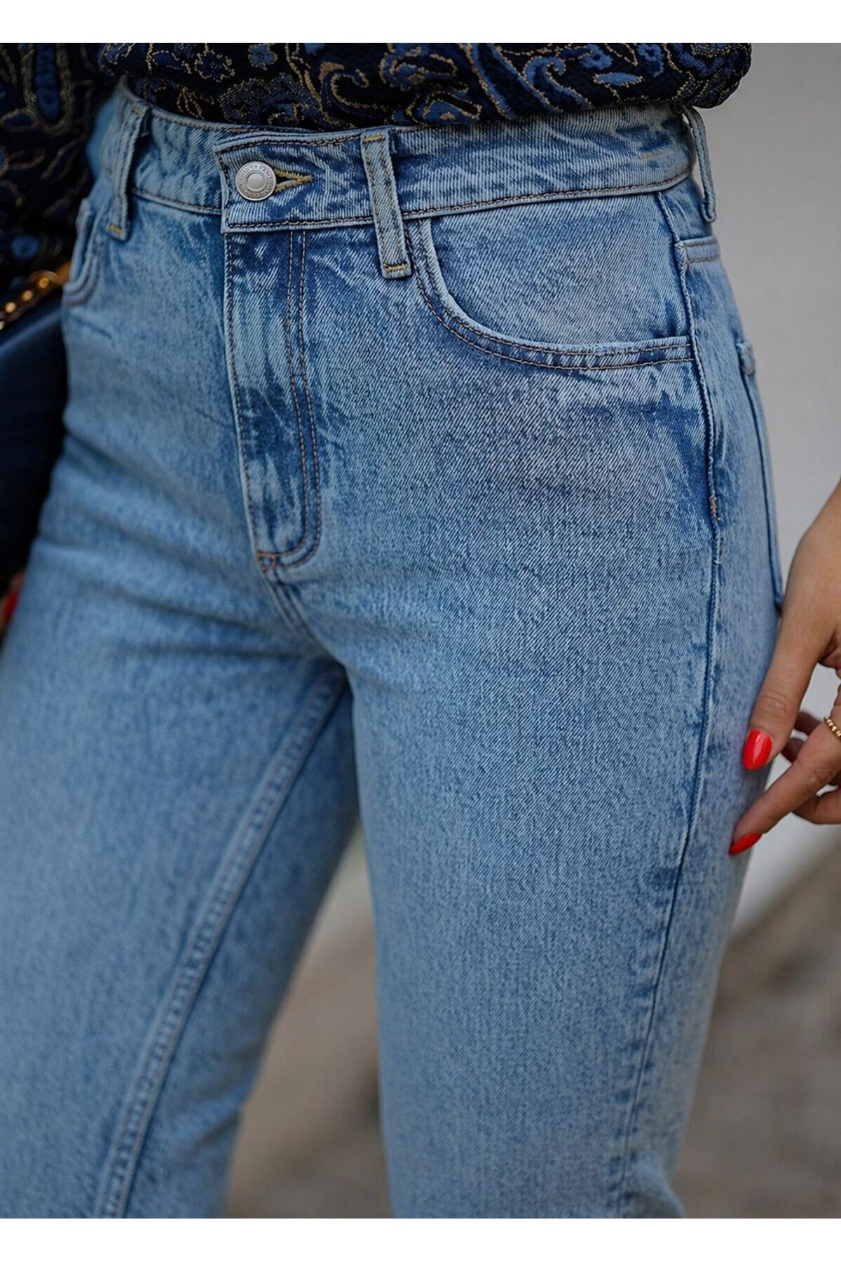 ON KLEEM  Yüksek Bel Boyfriend Kadın Jeans Pantolon l Rahat Kalıp l Denim l KAR YIKAMA - Görsel 3