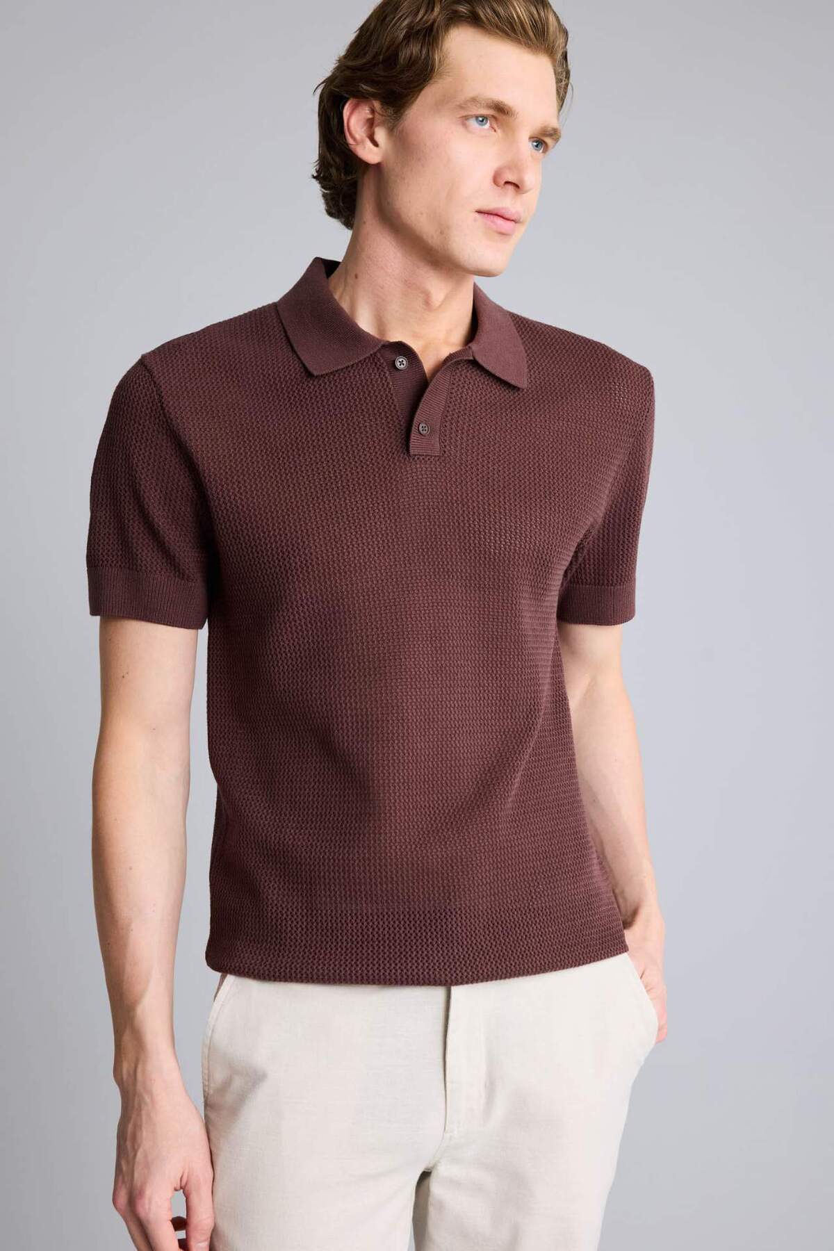 Defacto Standard Fit Polo Collar Knitwear Short Sleeve Polo T-Shirt E3445Ax26Sm