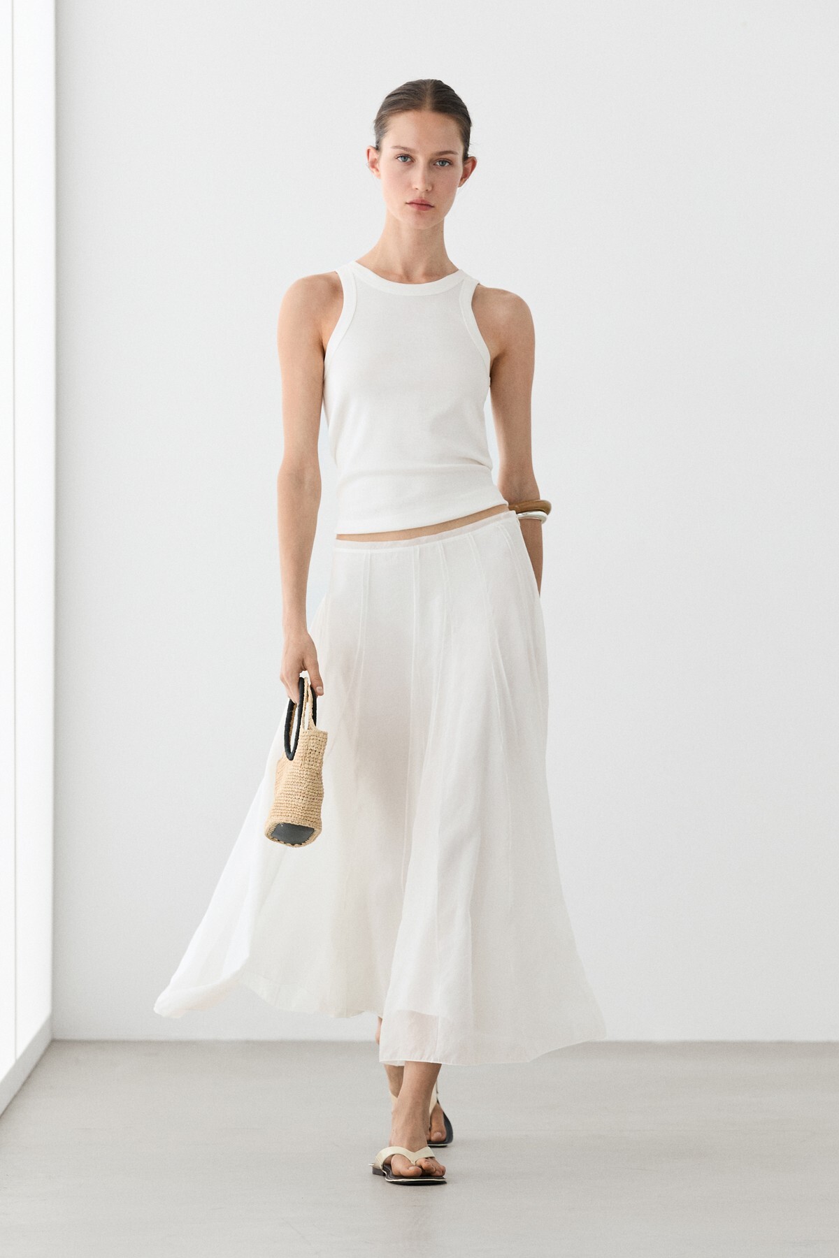 Layered cast midi skirt