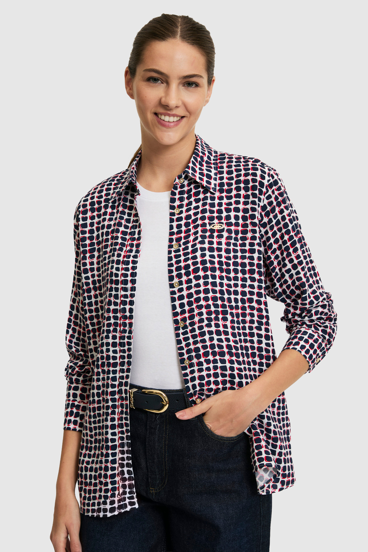 U.S. Polo Assn. Women's Navy Blue Long Sleeve Shirt 50320151-Vr033