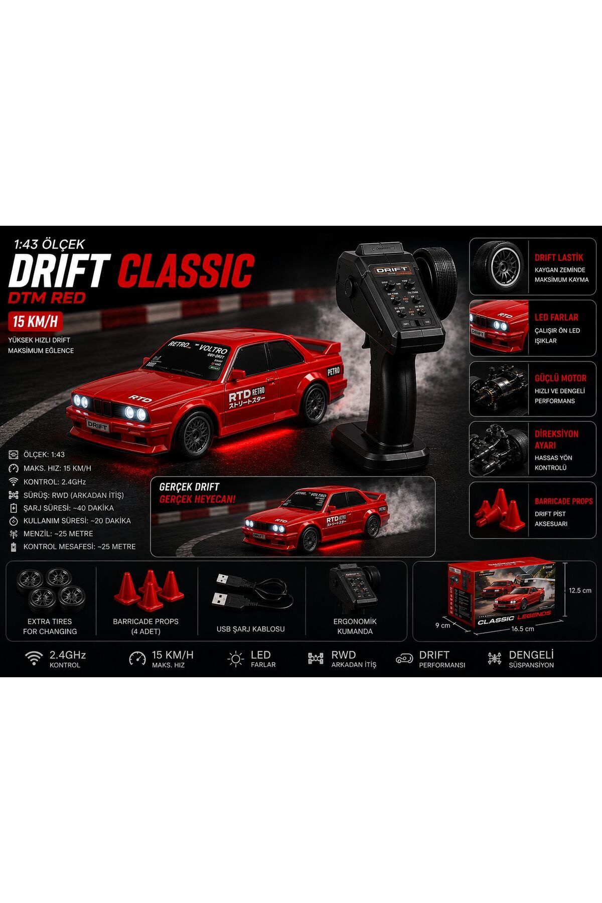 scntoys Oyuncak BMW E30 Drift Araba MİNİ Uzaktan Kumandalı Araba