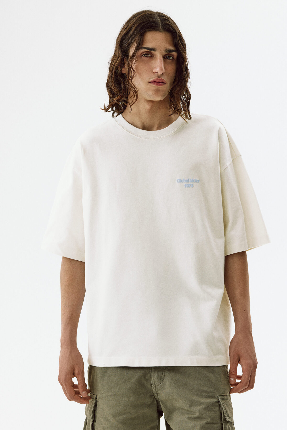 H&M Pamuklu ve Baskılı Tişört Oversized Fit