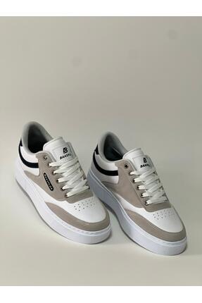 baasploa Beyaz Bağcıklı Detay Beyaz Taban Şık Günlük Sneaker