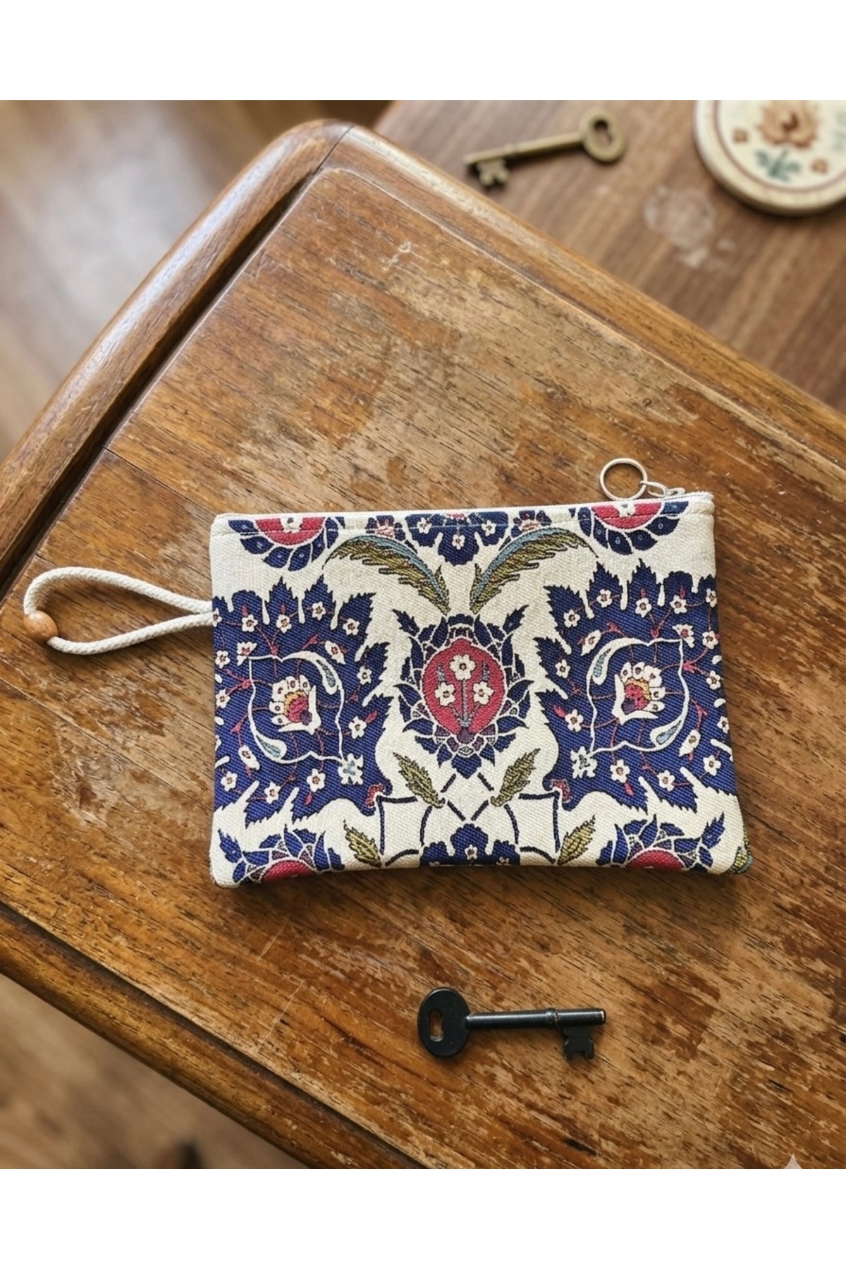 Zehra ana Etnik Lale Desenli Goblen El Çantası Clutch Çanta görsel 2