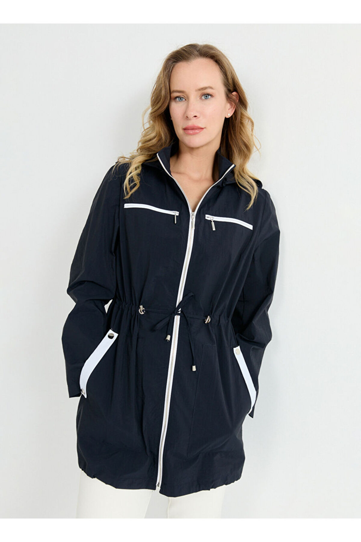 Selen Lacivert Kadın Trençkot 26YSL9578 görsel 2
