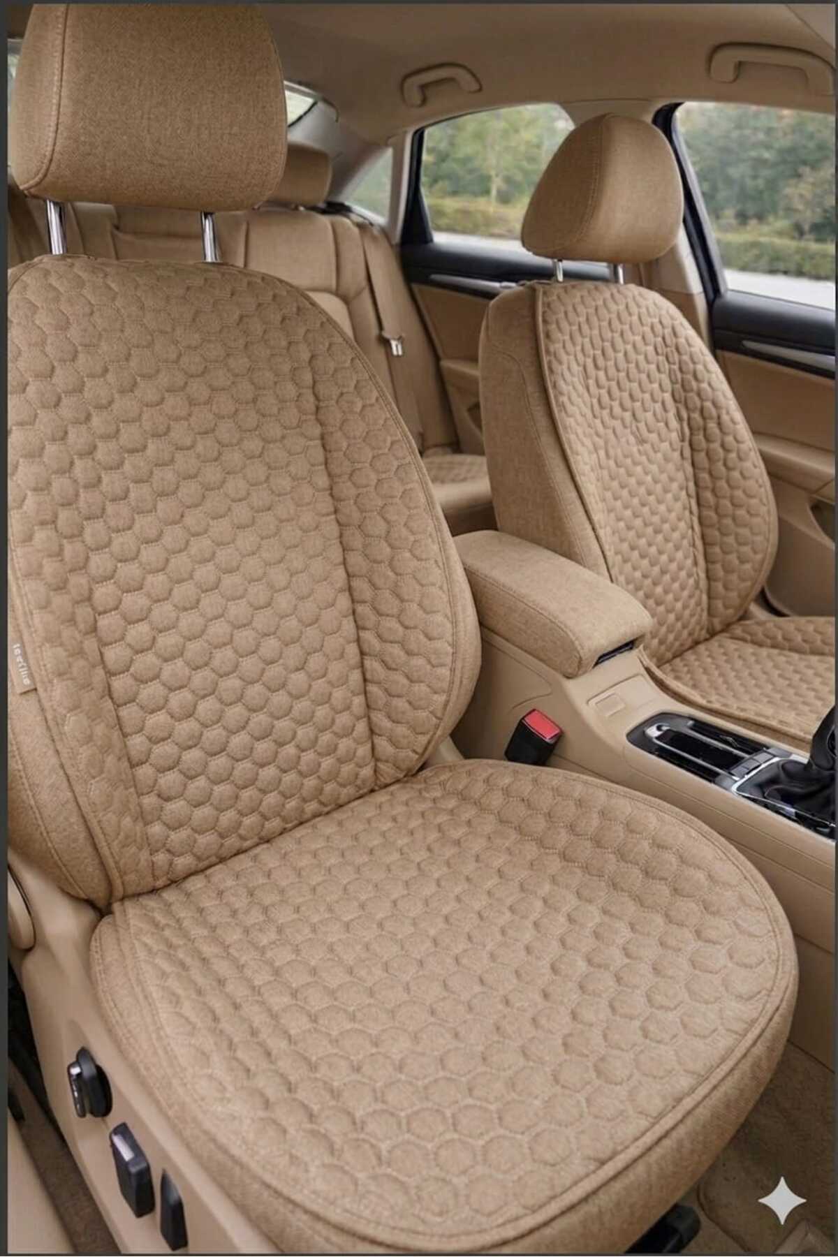 Comfortix Hyundai Tucson Uyumlu Kaydırmaz Tabanlı Oto Koltuk Minder Seti - 5 li Full Set-Sünger destekli- Kapitoneli- Terletmez Kumaş-Pratik Kurulum -Bej