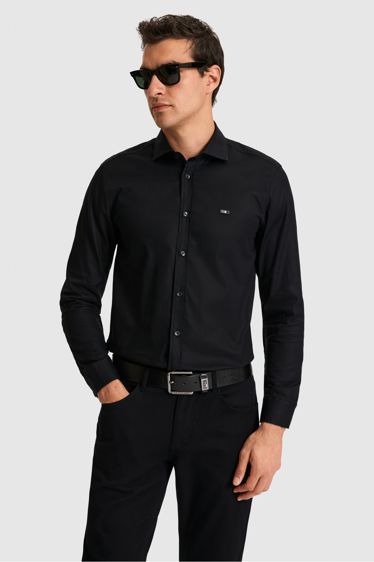 U.S. Polo Assn. Erkek Siyah Uzun Kollu Basic Gömlek 50322171-VR046 — مشکی