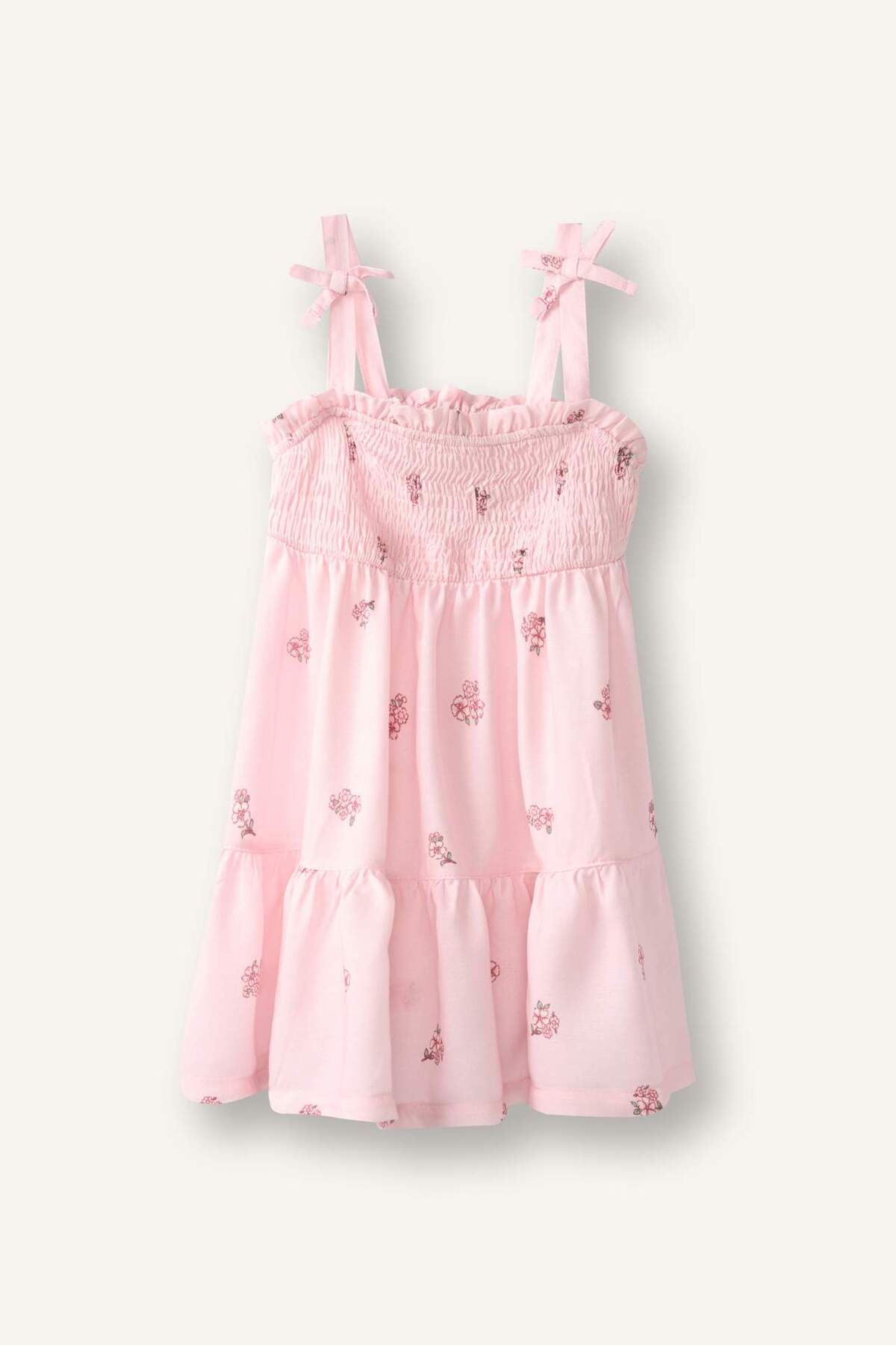 Defacto Floral Strap Light Pink Dress Baby Girl H8454A526Hs