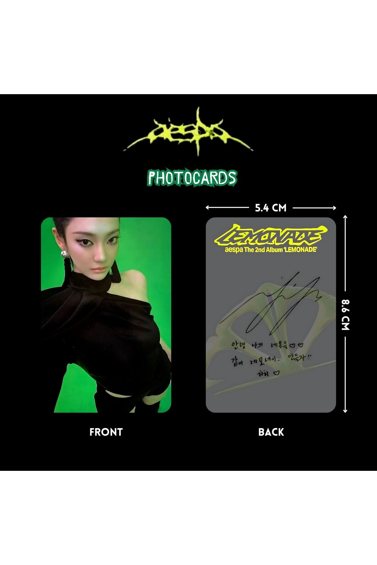 Kpop Dünyasi AESPA '' Lemonade '' ACID Ver. Photocards Set