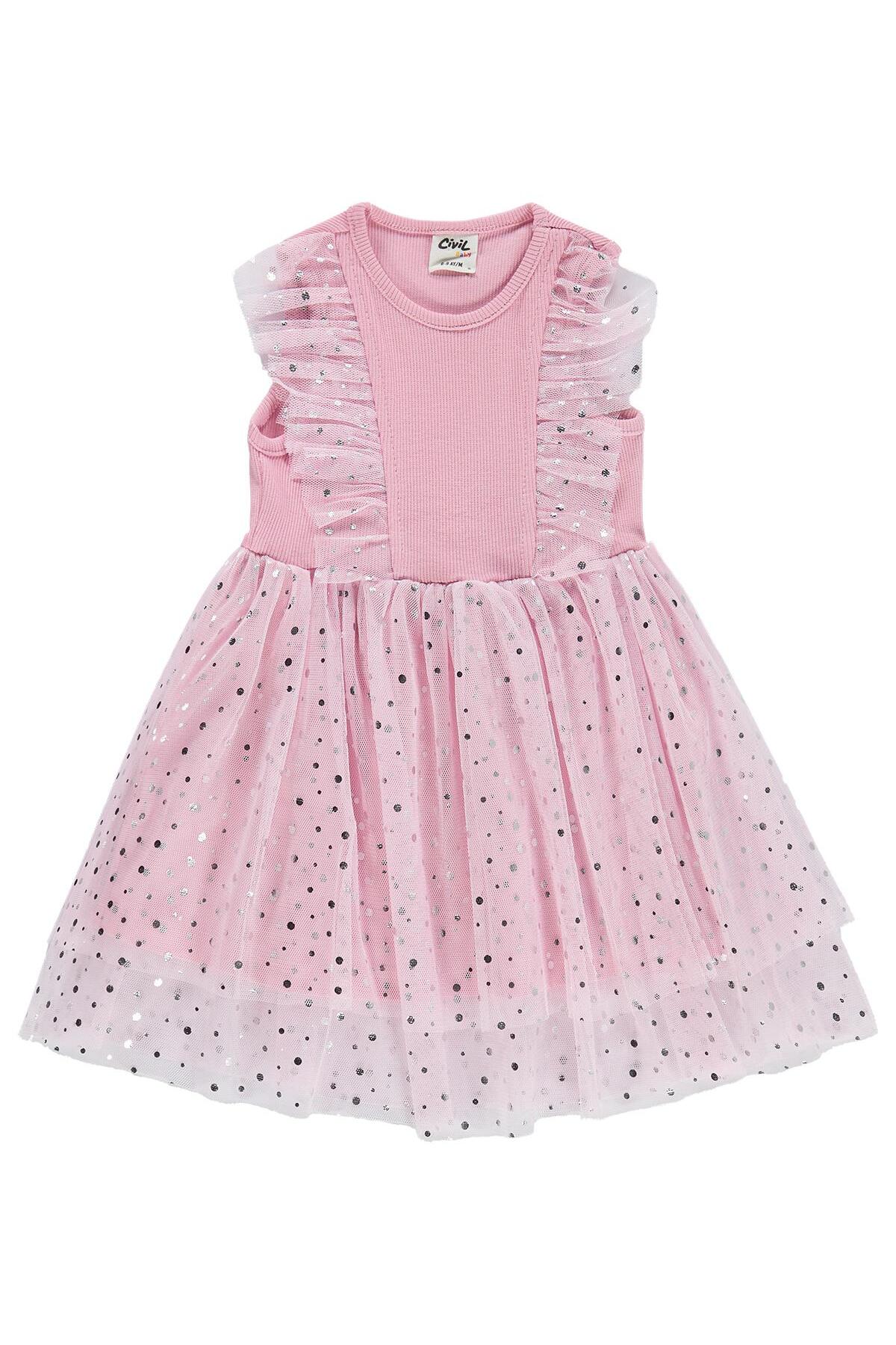 Civil Baby Puanlı Tül 6-18 Ay Elbise - Pembe