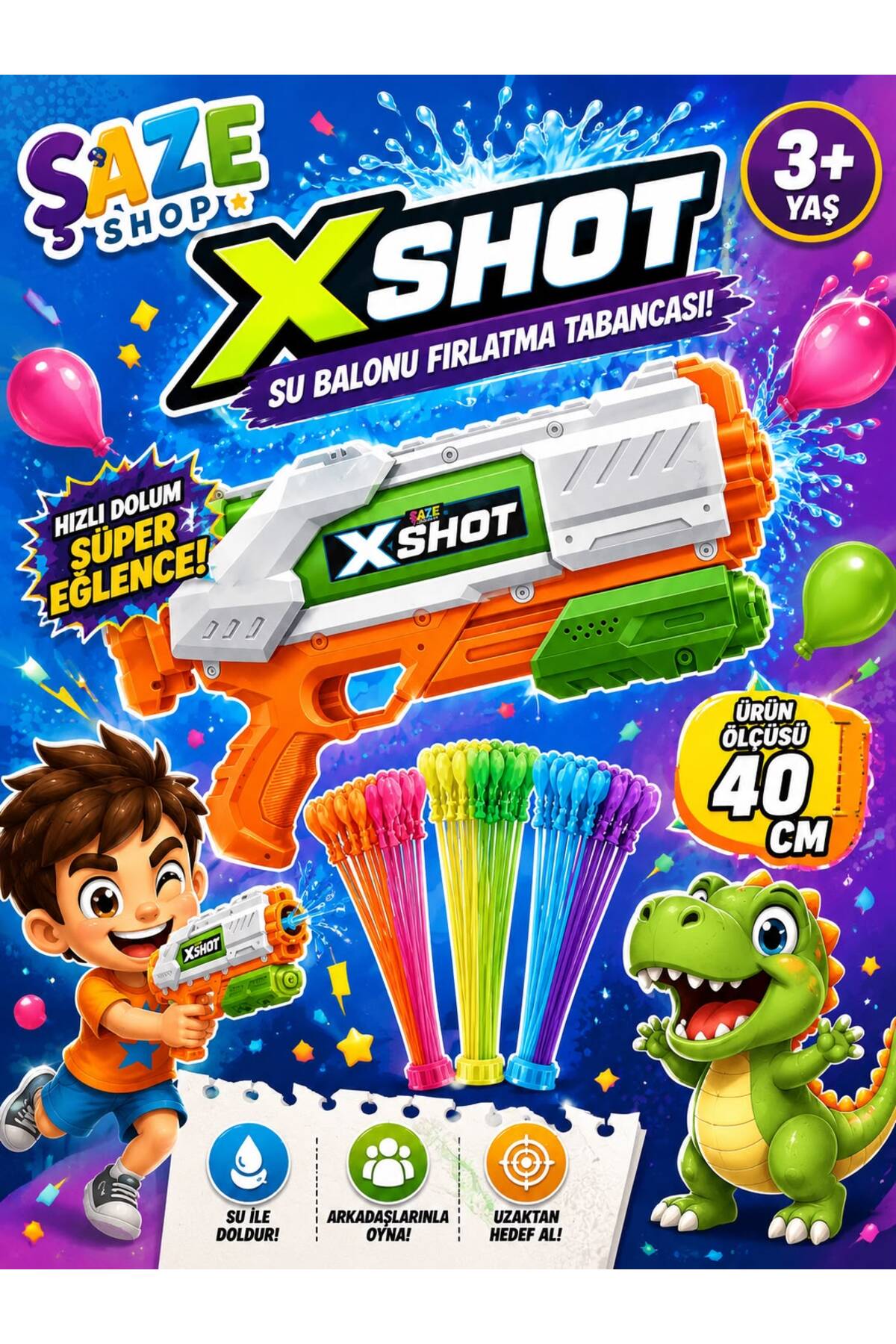 Water Balloon Throwing Toy 40 Cm – Colorful Water Balloon Set Included – Outdoor Fun Toy 3+ Years
