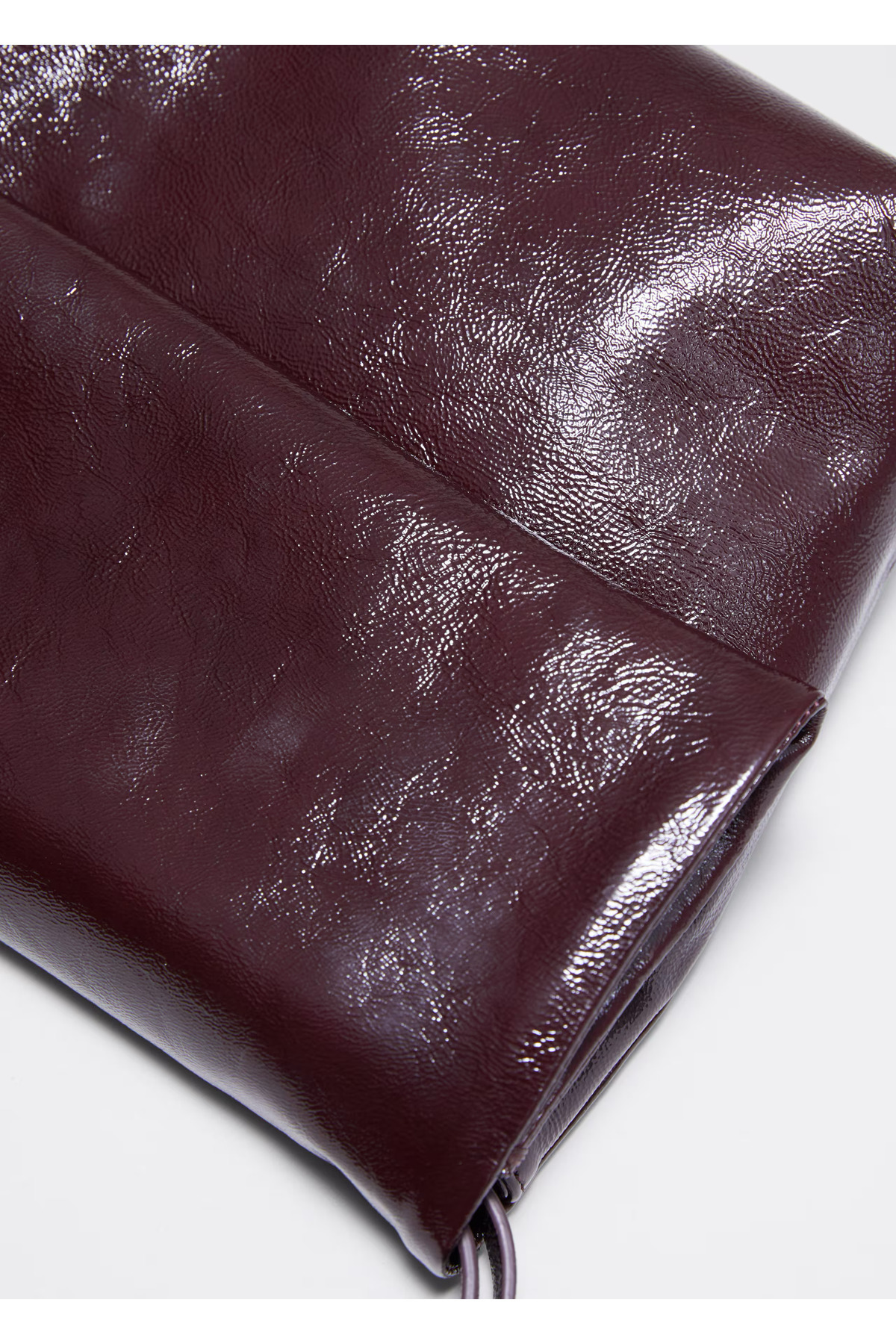 Marcc Bag Bordo Parlak Hakiki Deri Kadın Clutch Çanta görsel 4