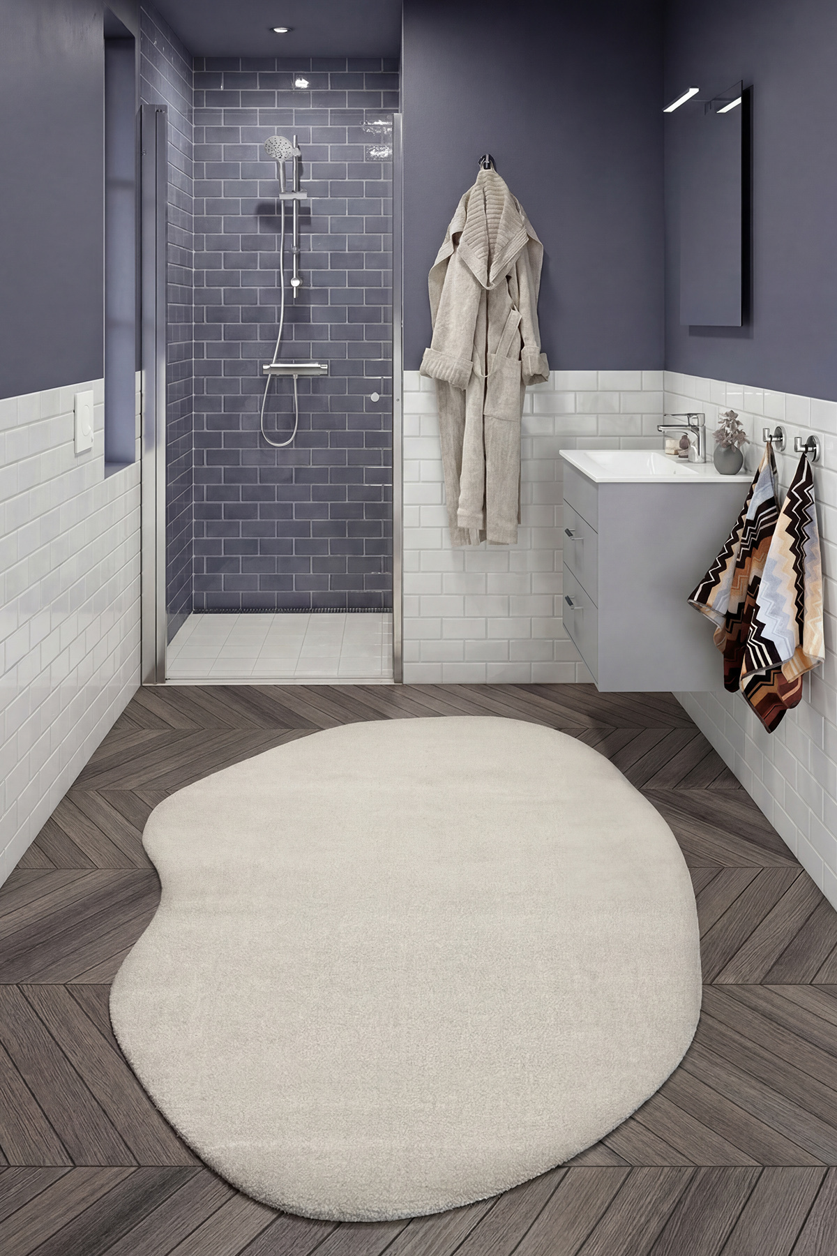 Puffy Stone Color Amorphous Bath Rug Soft Modern Decorative Shaped Premium Bath Mat (80x120)