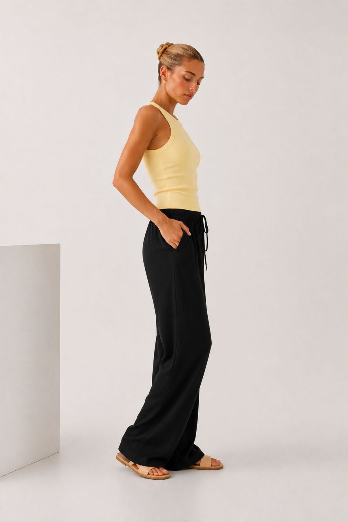 DOCE ELEGANTE Keten Karışımlı Bol Kesim Pantolon görsel 3