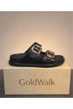 GOLDWALK Dış Mekan Kadın Ortopedik Taban Terlik Siyah Günlük Rahat Kullanım S...