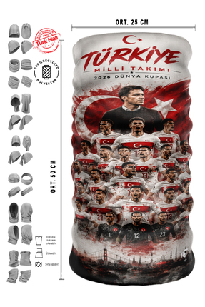 e-Taktik 2026 Dünya Kupası - Türkiye Milli Takımı Boyunluk Bandana Maske - He...